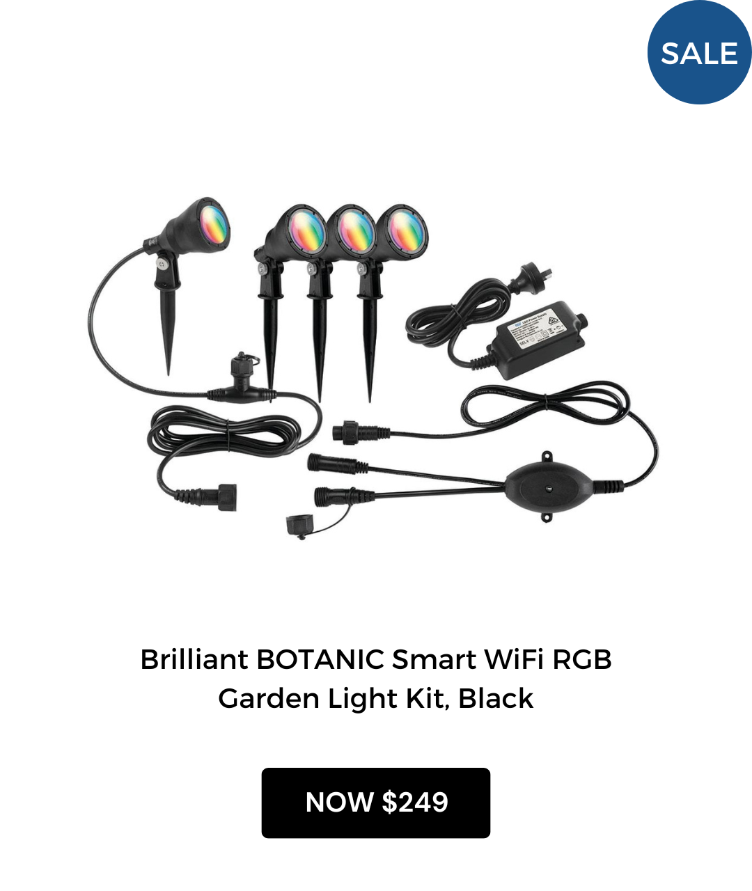 Brilliant BOTANIC Smart WiFi RGB Garden Light Kit, Black